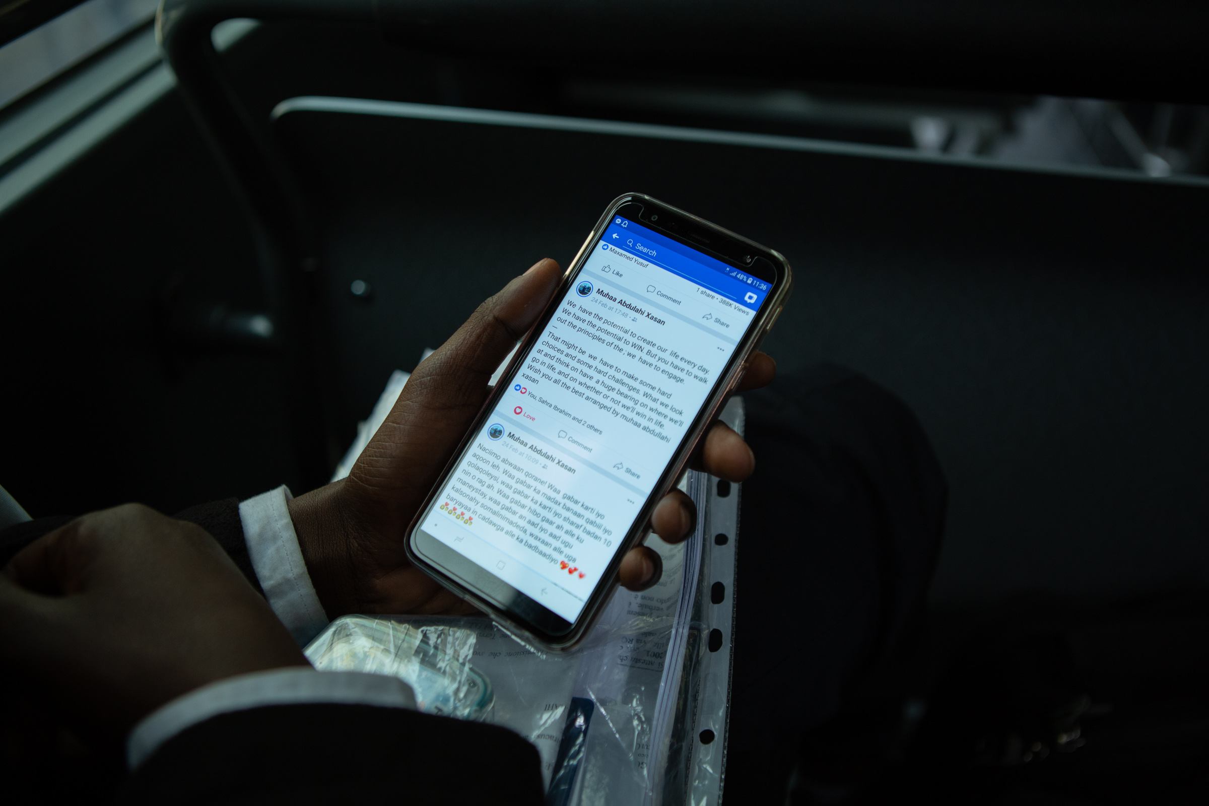 Abdirahman closely follows Somali politics, even from Italy, using Facebook to share his views and engage with a growing number of followers in Somalia.